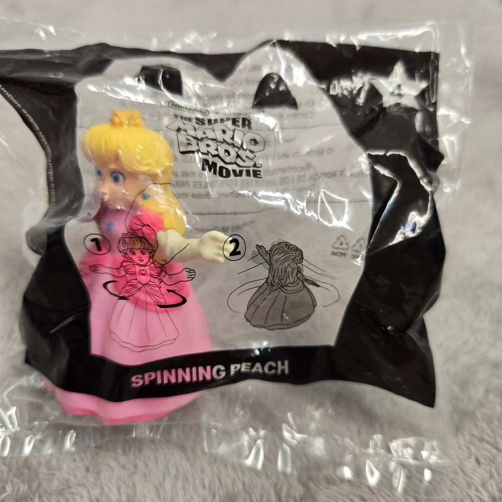 McDonalds The Super Mario Bros Movie Spinning Princess Peach Toy 2022 Sealed